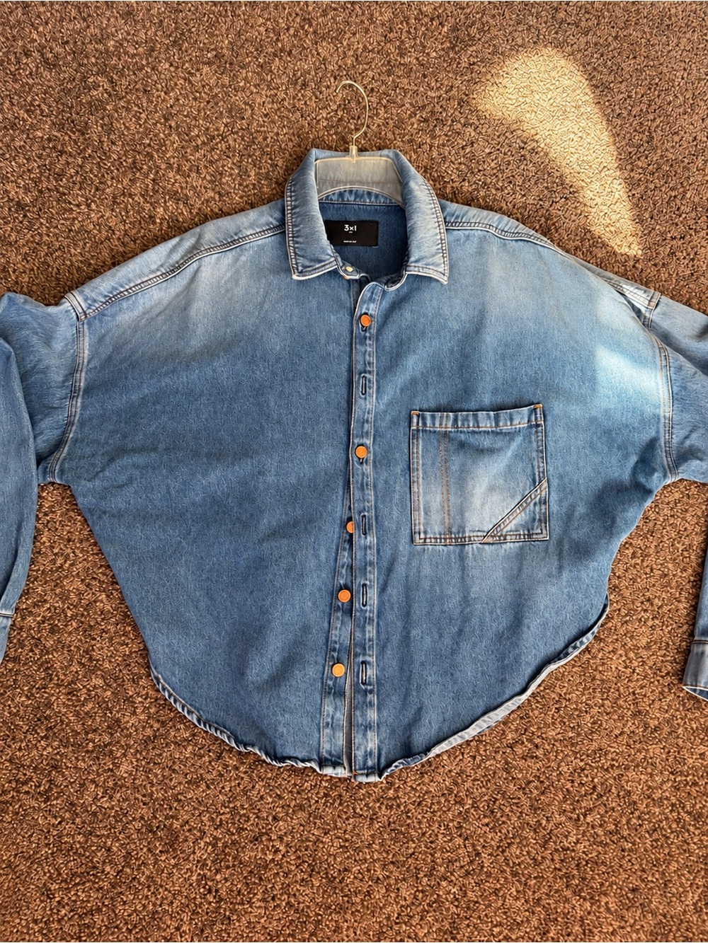 3x1 NYC Santorini Oversized Denim Shirt Jacket Size M Made in Italy